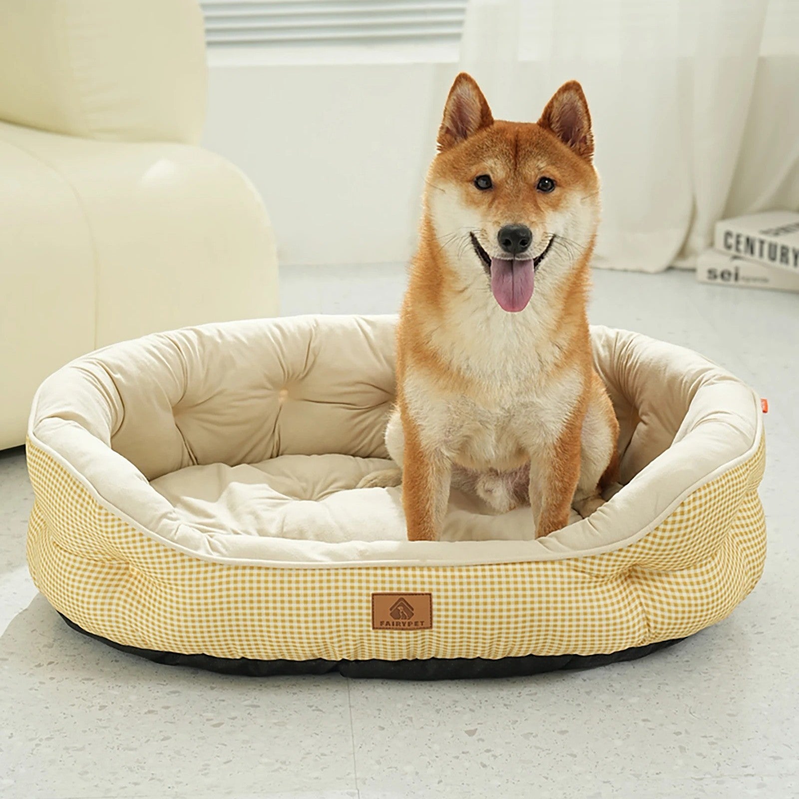 panier pour chien élégant à carreaux 