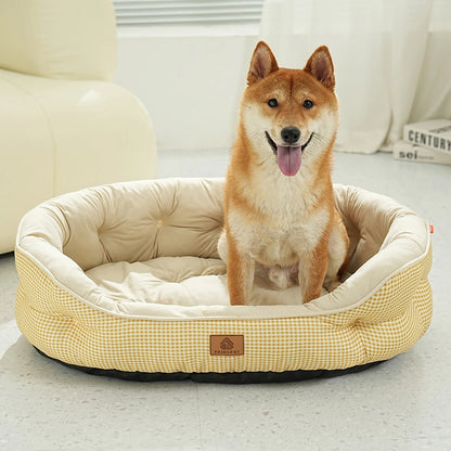 panier pour chien élégant à carreaux 