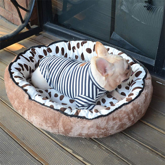 panier pour chien relaxant marron noir blanc