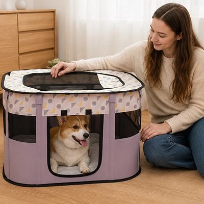 Parc à chien intérieur avec Fermeture zippée sécurisée: