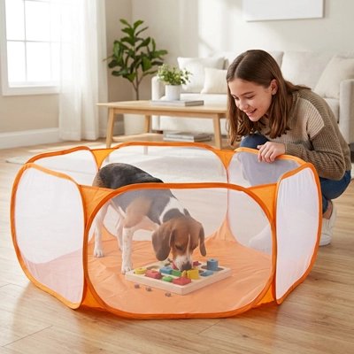 Parc intérieur pour Chien orange