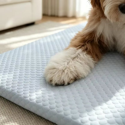 patte de toutou sur tapis rafraichissant chien grand taille lavable