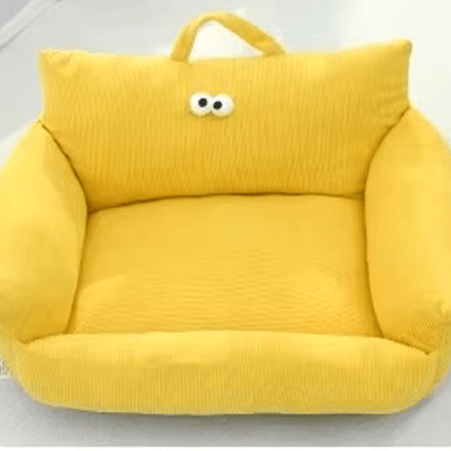 petit canape chien jaune  avec poigner