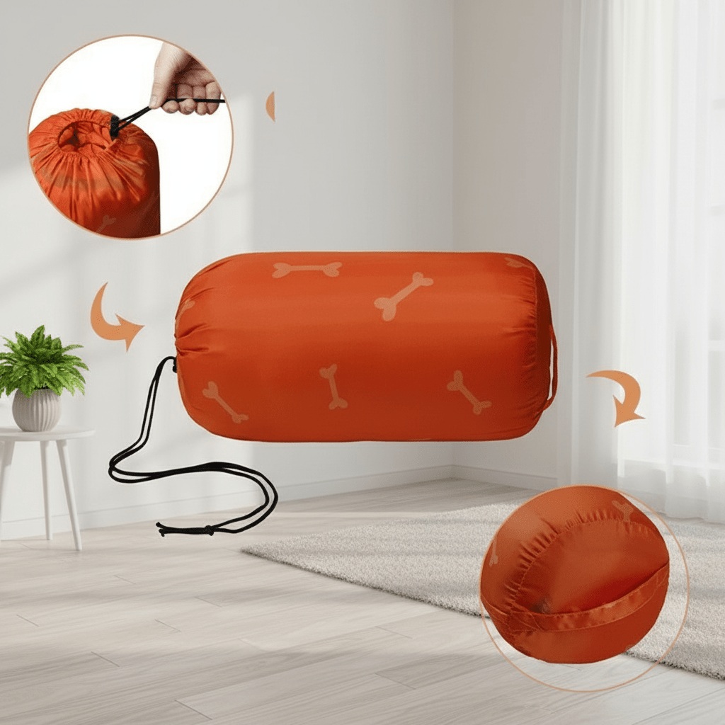 sac de couchage dans sac de rangement pratique 