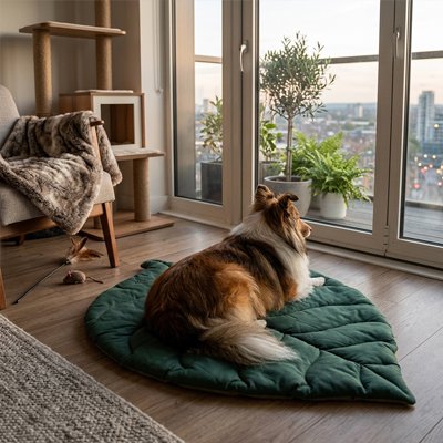 Tapis Chien forme feuille moelleuse 