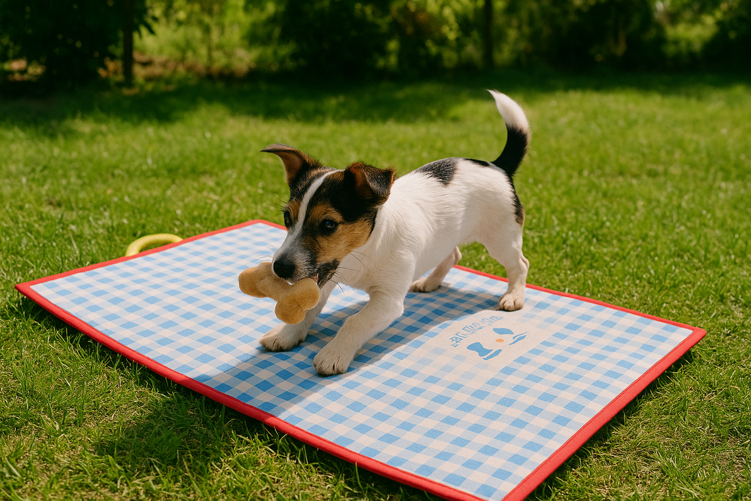 Tapis en extérieur avec un chien