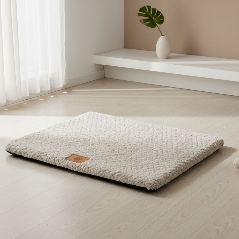 tapis orthopédique pour chien beige