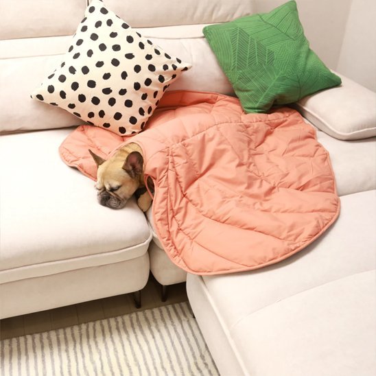 tapis pour chien forme de feuille rose