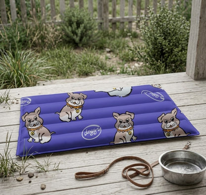 tapis rafraichissant chien en gel bleu avec motif chien