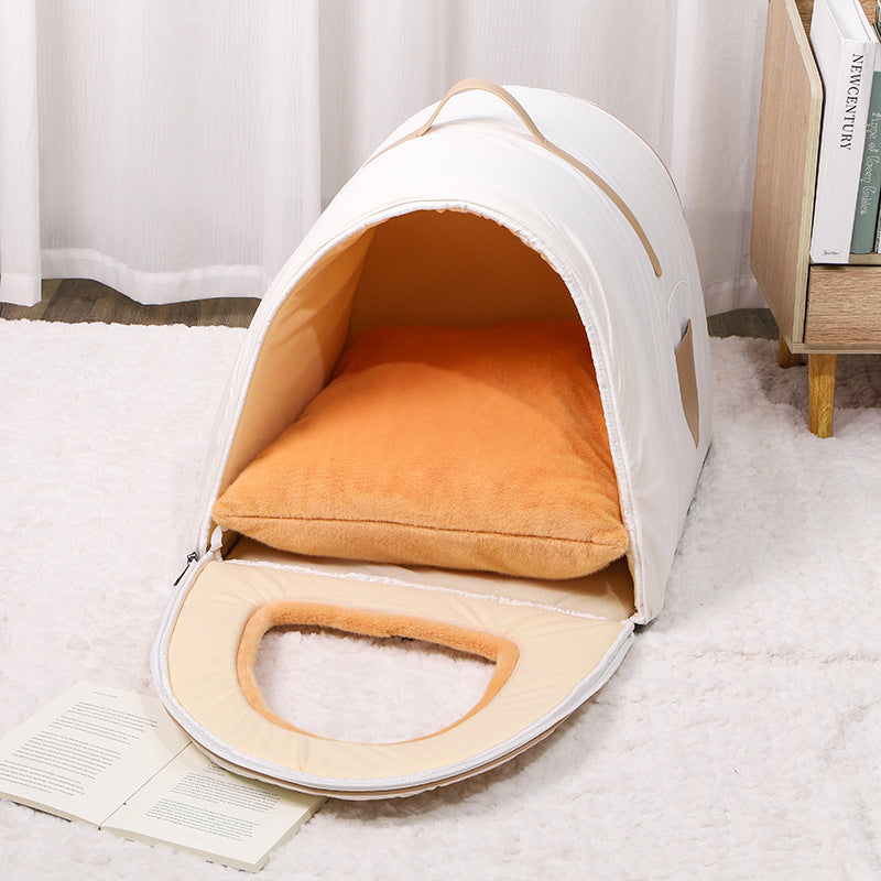 toit pour niche chien avec coussin démontable