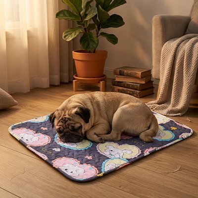 toutou allonger sur Tapis rafraichissant Chien moelleux 