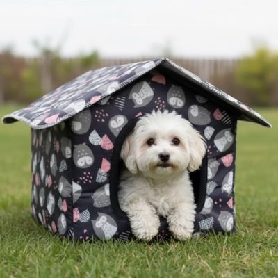 toutou assis dans niche pour Chien extérieur 