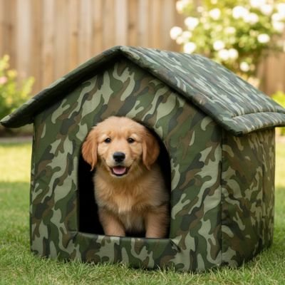  toutou assis dans niche pour Chien extérieur 