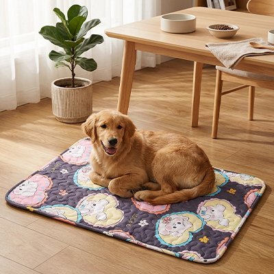 toutou assis  Tapis rafraichissant Chien doux 