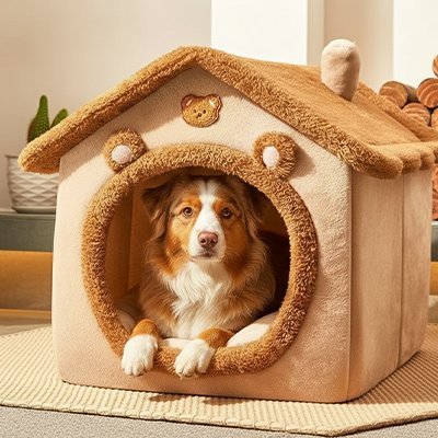 toutou dans maison pour chien amovible 