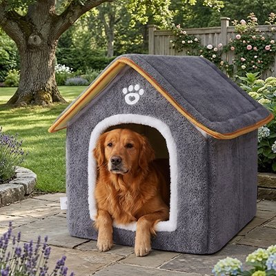 toutou dans maison pour chien toit pliable 