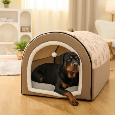 toutou dans niche d' intérieur chien tissu imprimé 