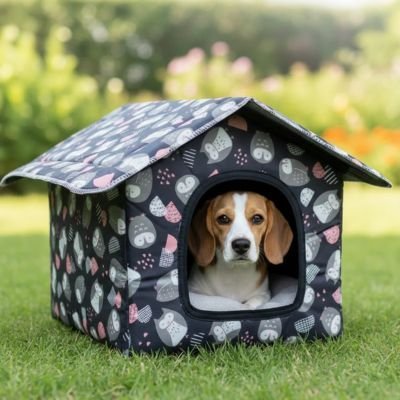 toutou dans niche pour Chien extérieur 