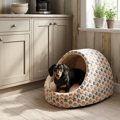 toutou dans panier pour Chien 