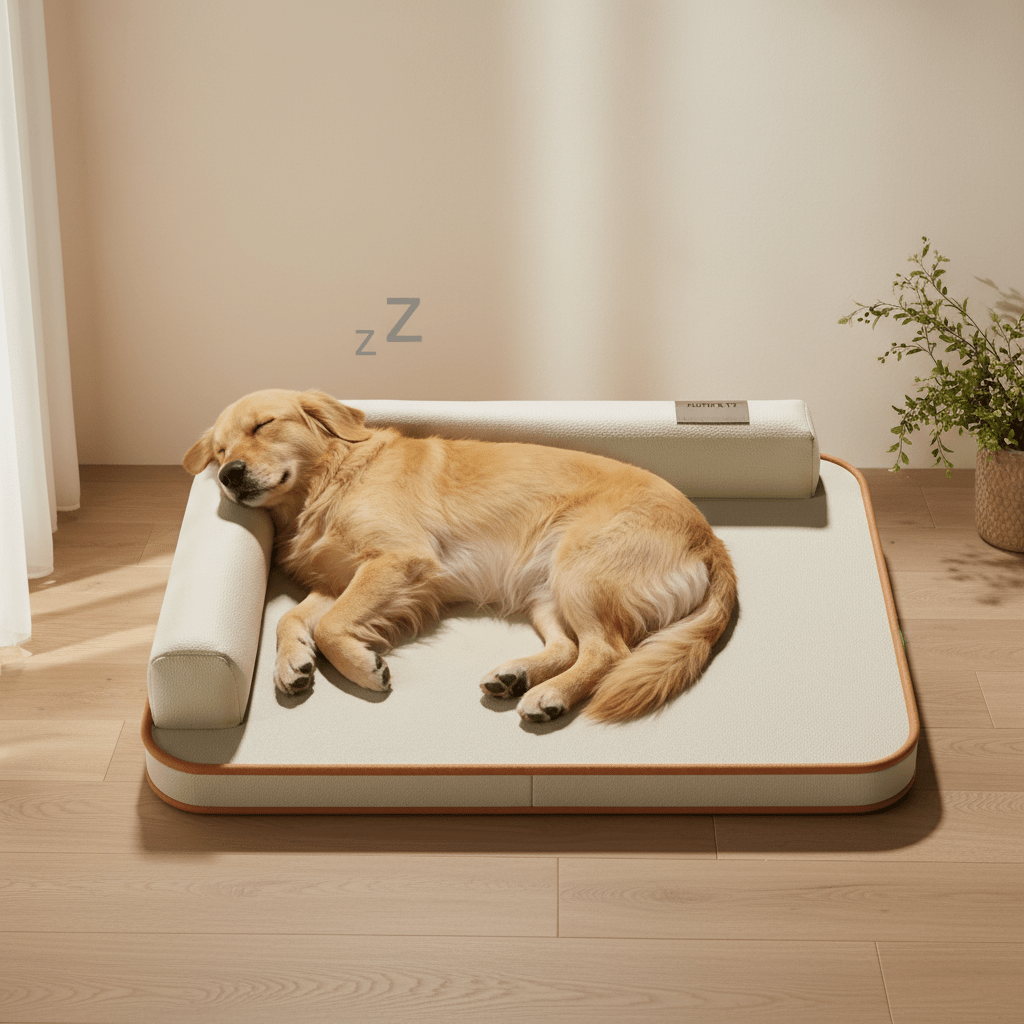 toutou adouci sur accoudoir de canape chien