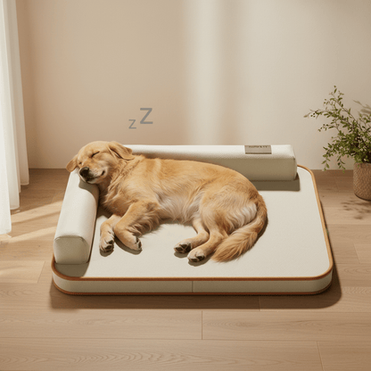 toutou adouci sur accoudoir de canape chien