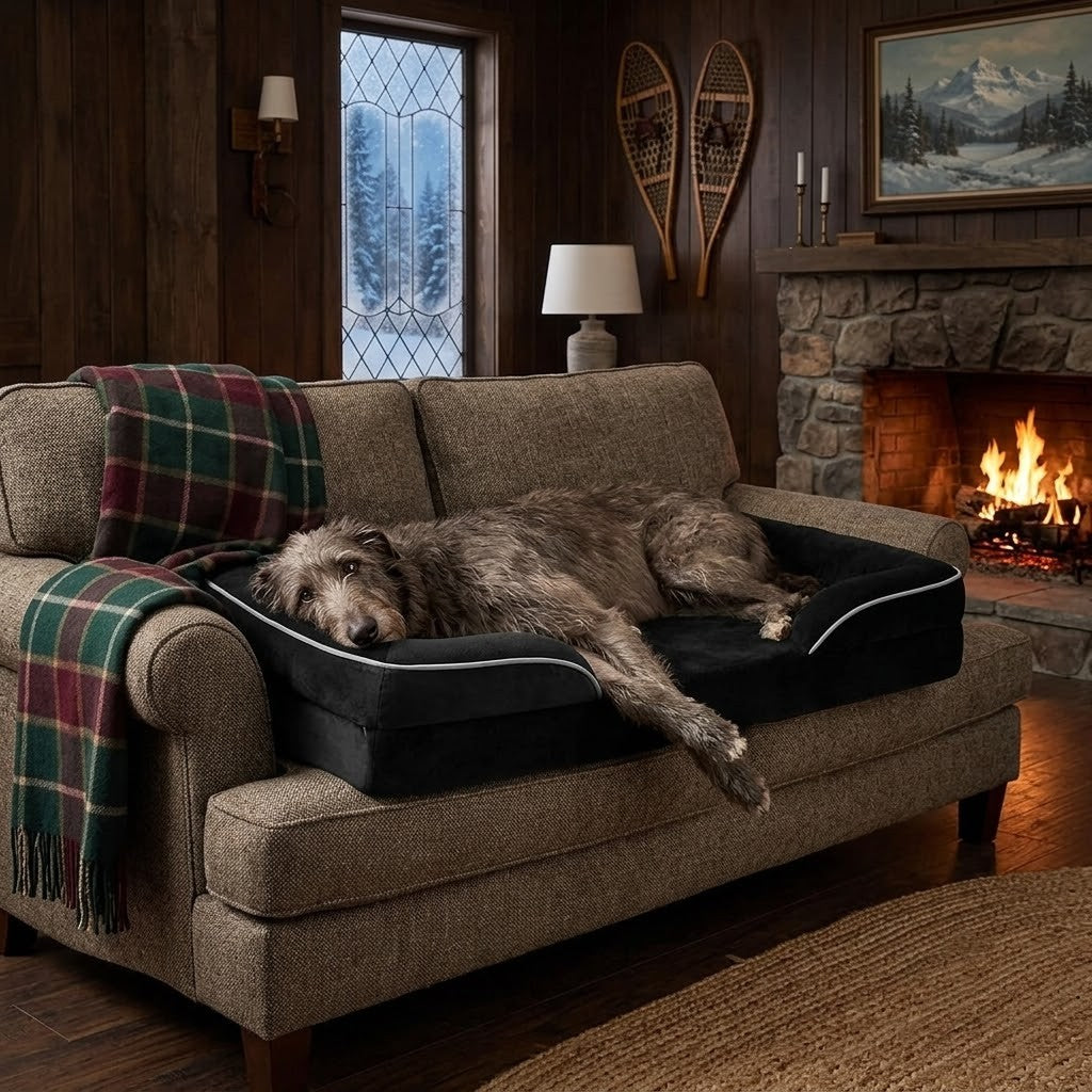 toutou allonger dans canape pour chien XXL moelleux