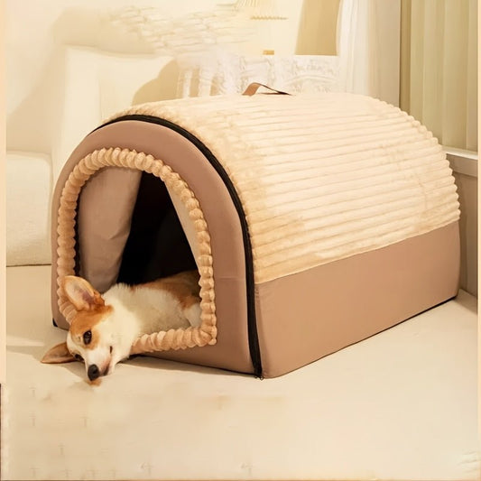 toutou allonger dans niche pour chien xxl chaud