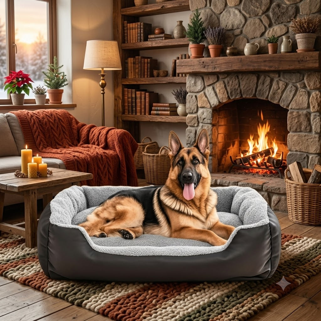 toutou allonger dans panier orthopédique chien lavable