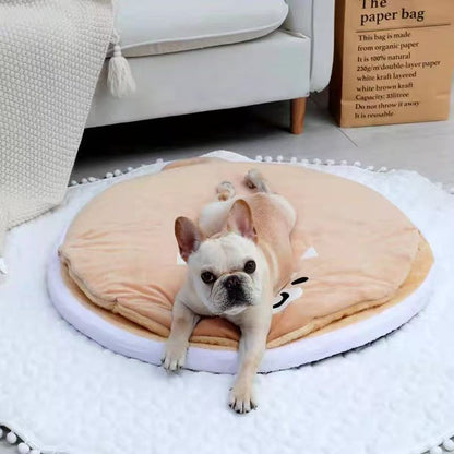 toutou allonger sur couchages chiens rond rose