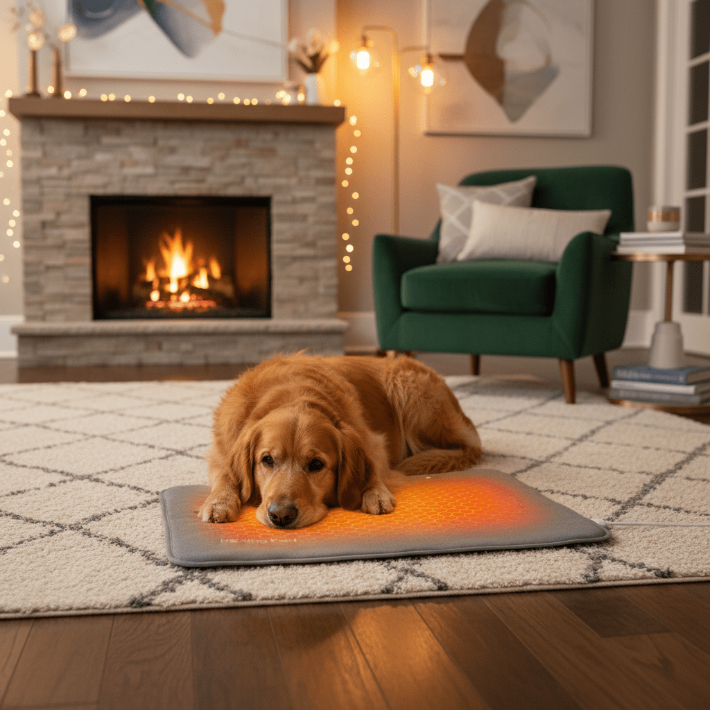 toutou allonger sur couverture chauffante chien