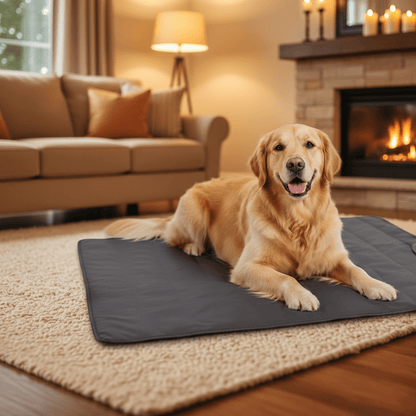 toutou allonger sur couverture imperméable chien dans salon