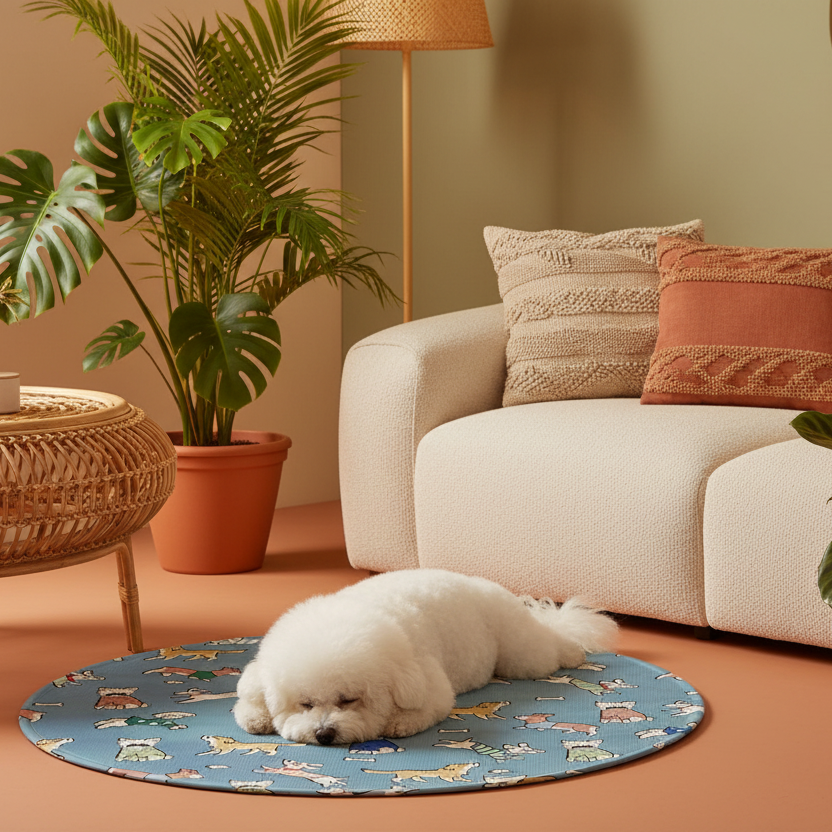 toutou allonger sur tapis rafraichissant chien grand taille