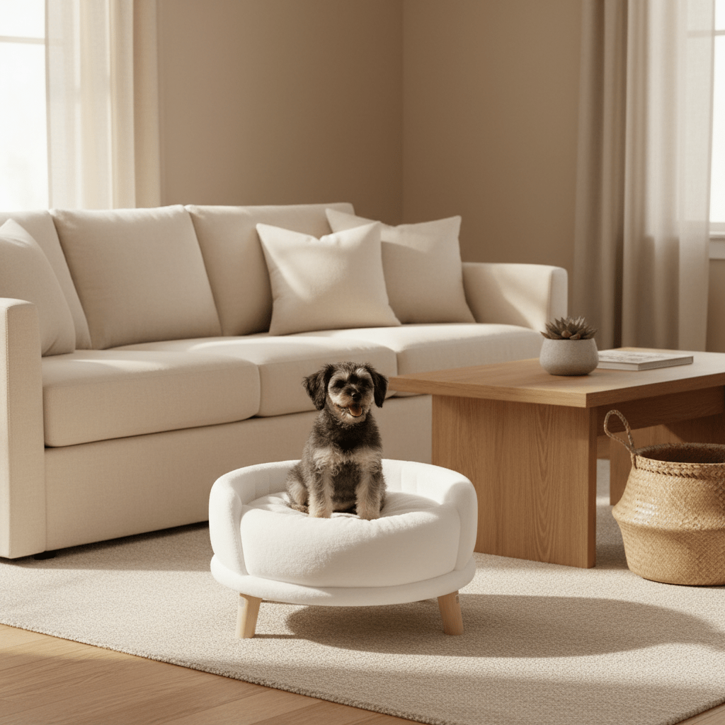 toutou assis dans canape petit chien chaud