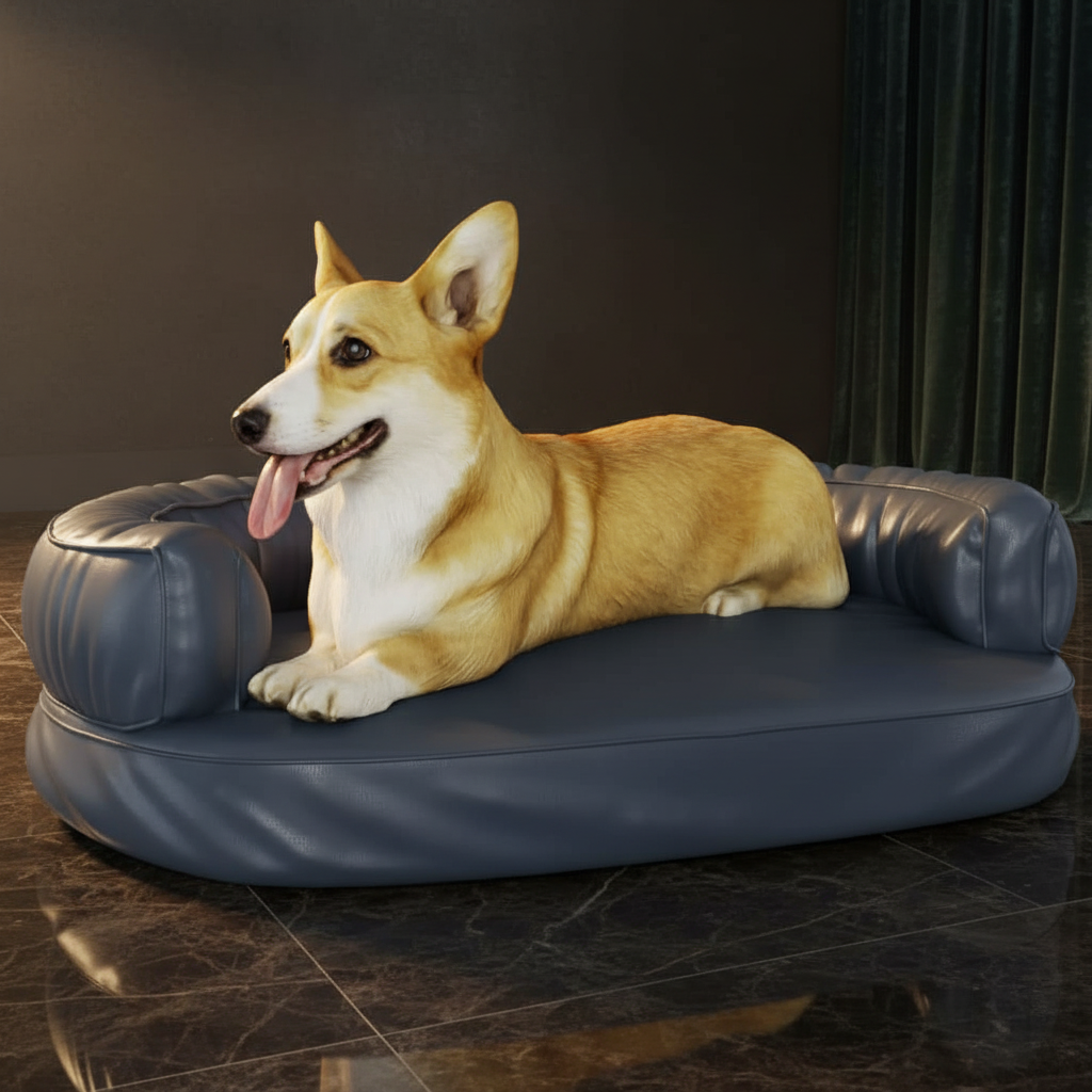 toutou assis dans banquette chien dans salon