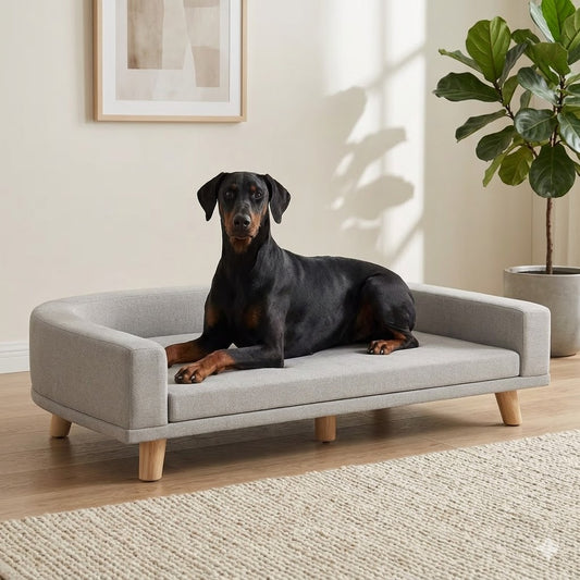 toutou assis dans canape lit chien XXL