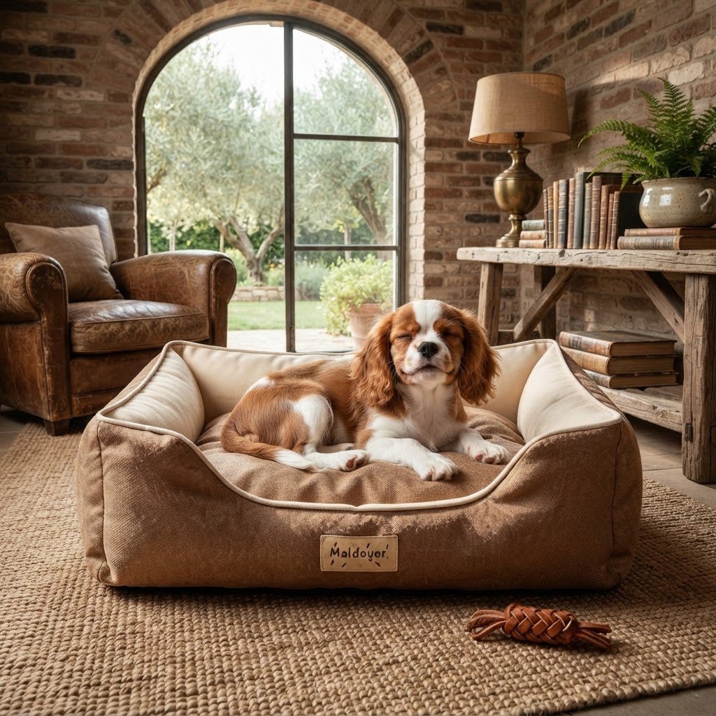 toutou assis dans canape pour petit chien doux lavable