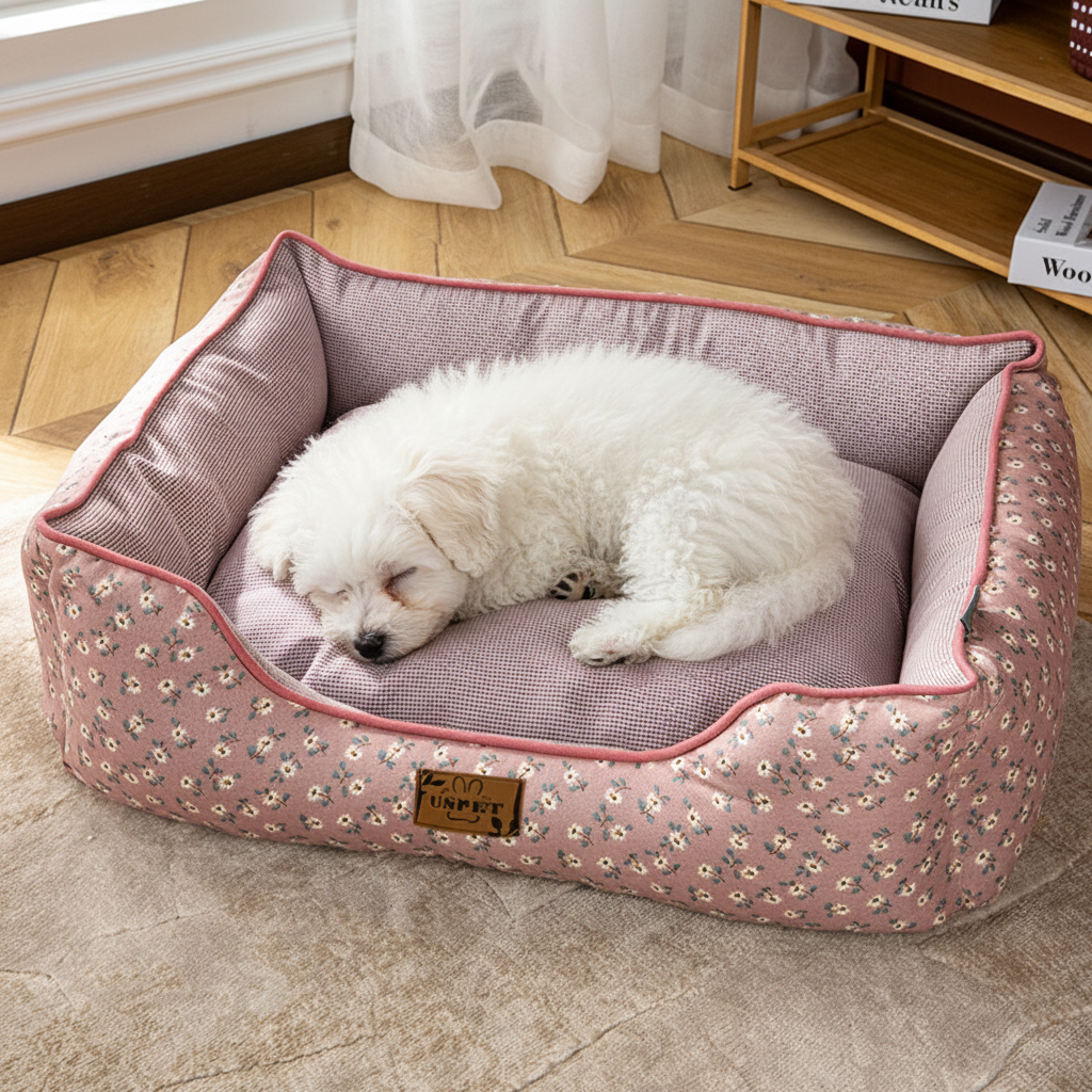 toutou assoupi dans canape pour chien d_ete