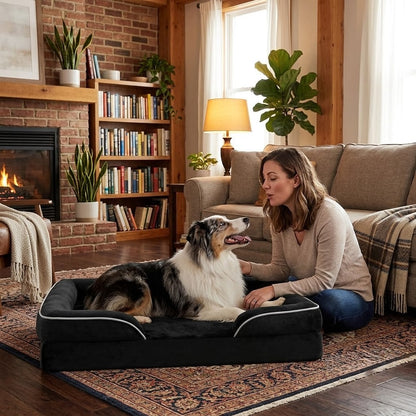 toutou content dans son canape pour chien XXL