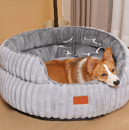 toutou détendu dans panier chien orthopédique lavable