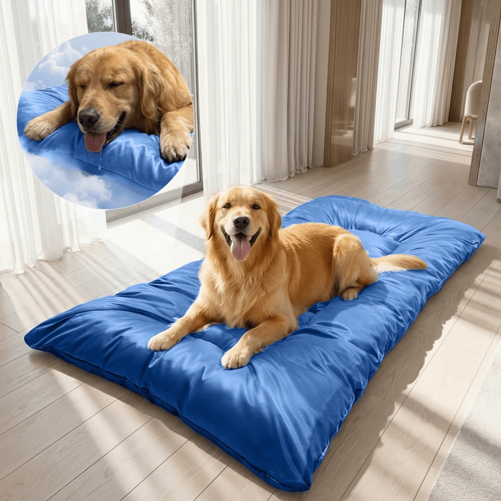 toutou détendu sur tapis pour chien rafraichissant en soi