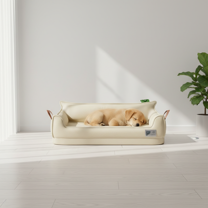 toutou dans baquette pour chien au soleil