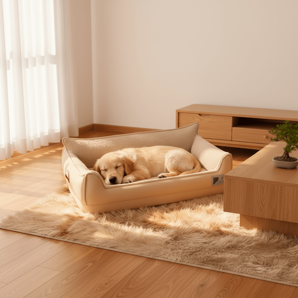 toutou dans canapé orthopédique chien dans la chambre