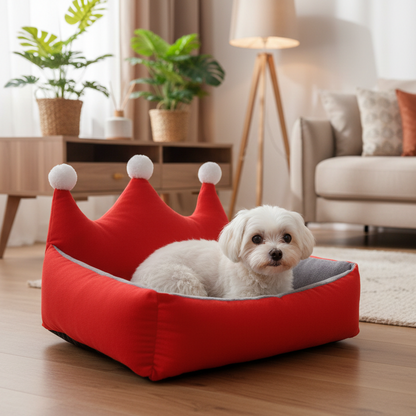 toutou dans canape pour chien déhoussable rouge