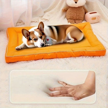 toutou dans couchage pour chien ne s'affaisse pas jaune