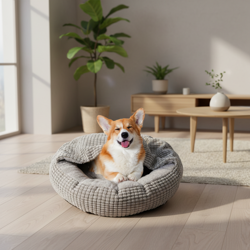 toutou dans coussin chien doux antidérapant