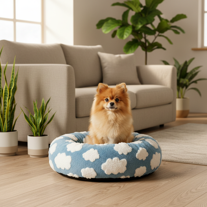 toutou dans coussin chien moelleux