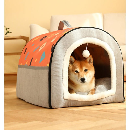 toutou dans igloo pour chien xxl moelleux