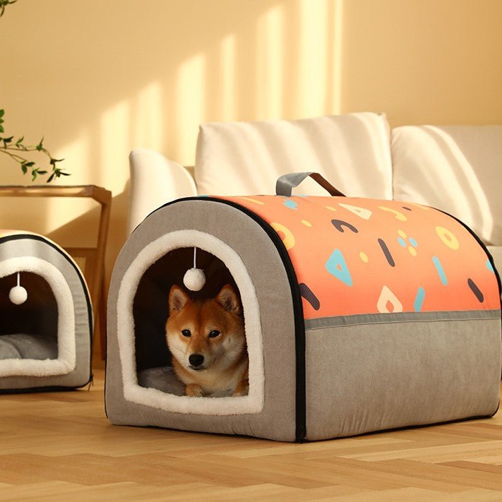 toutou dans igloo pour chien xxl spacieux