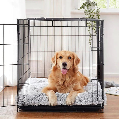 toutou dans la cage sur matelas pour chien déhoussable