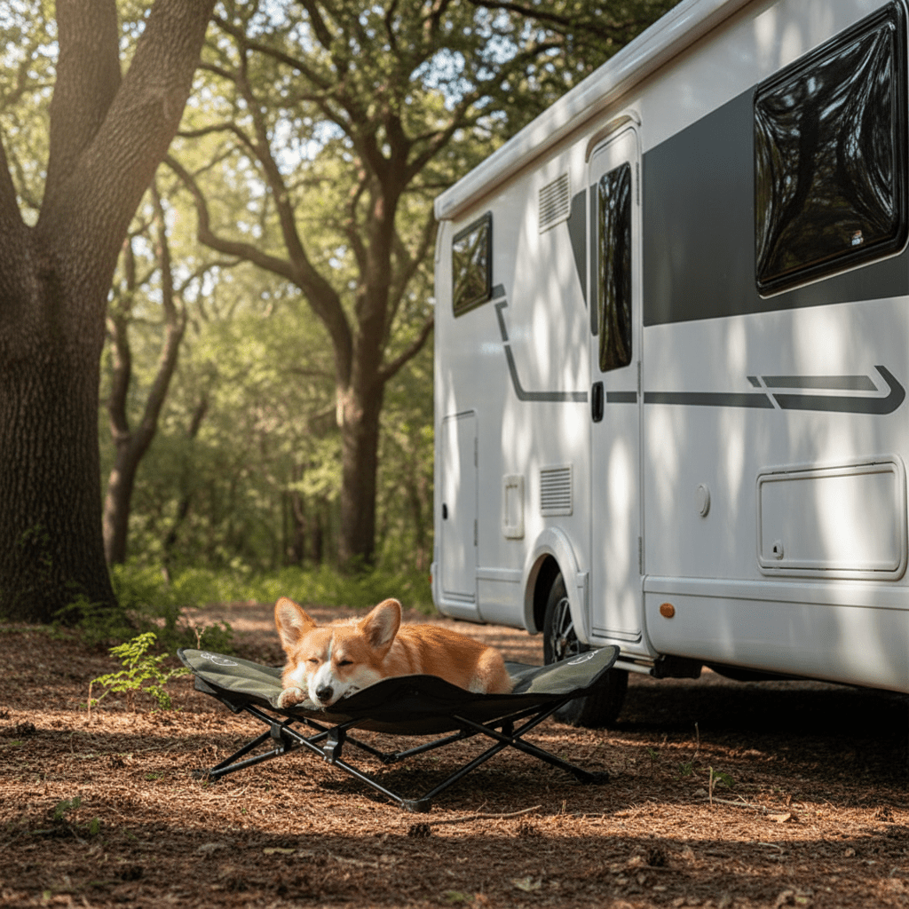 toutou dans lit de camp chien dans la foret